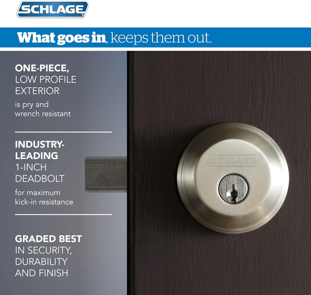 Single Cylinder Deadbolt and F51 Keyed Entry Georgian Knob Keyed Alike, Bright Brass Finish