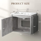 20-Inch Floating Bathroom Vanity with Sink – Wall-Mounted Modern Cabinet with Soft-Close Large Door, Grey
