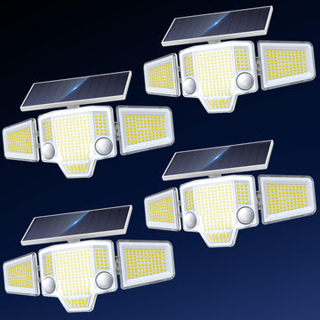 Solar Flood Lights, Dual Motion Sensor Outdoor Lights, White