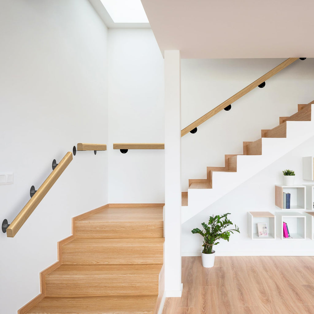 10FT Wooden Stair Handrails Indoor Outdoor Wall Mount