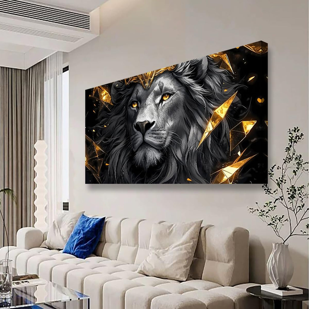 Black Lion Pictures Canvas Wall Art Office Bedroom Wall Decor, Beast of Prey Wall Art Print Modern Noble Black Lion