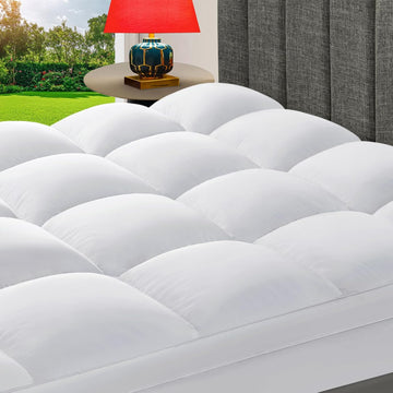 Queen Mattress Topper, Pillow Top Mattress Pad for Back Pain Relief | Cooling Bed Topper, Thick Mattress Cover, Deep