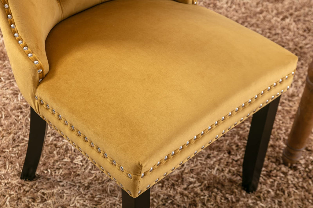 Dining Chairs Set of 4, Velvet Upholstered Kitchen Chair with Nailhead Trim