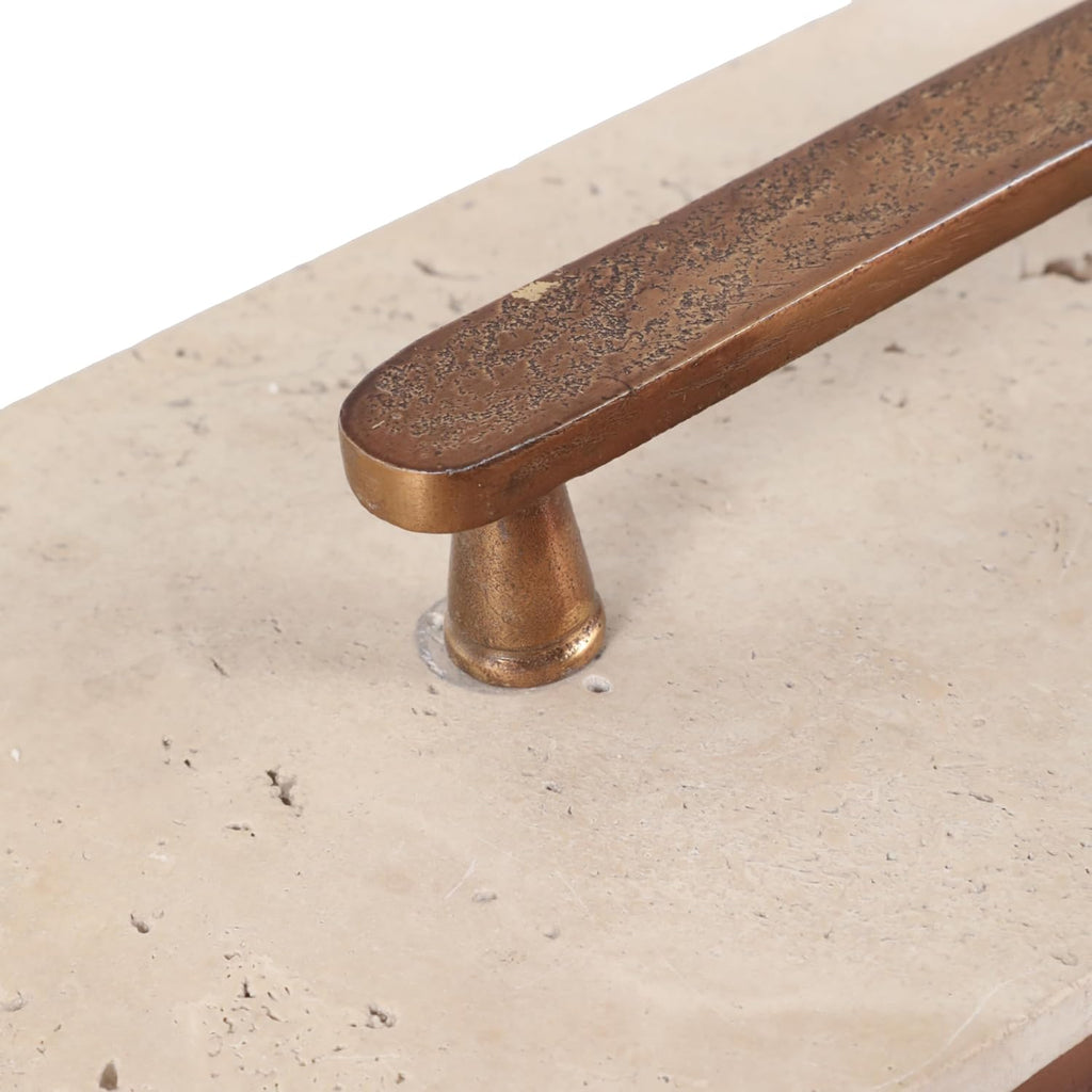 Decorative Box with Travertine Lid Decor - Home Organizer Decor Box for Jewelry and Keepsake Accent - Ornmental