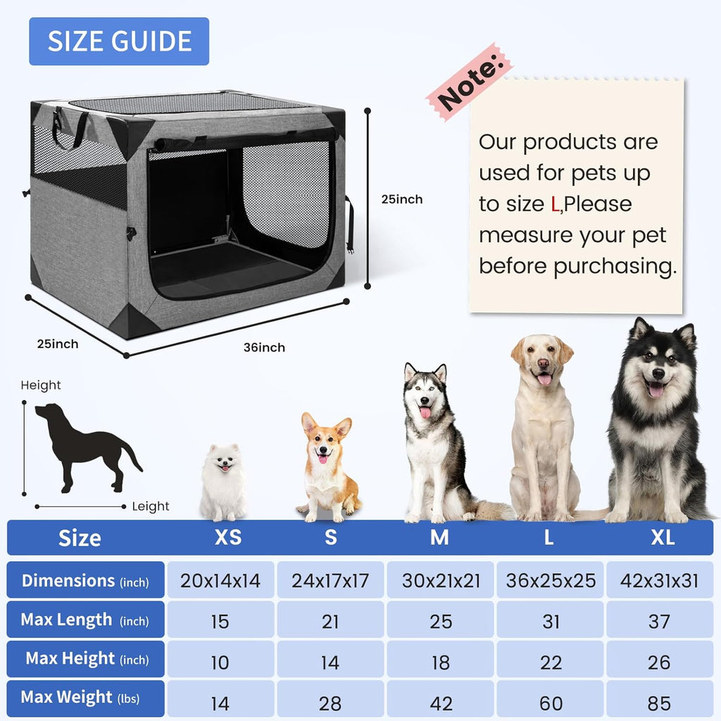 Dog Crate,36x25x25 Inch Large Dog Crate for Large or Medium Dogs, Portable and Foldable Design of Dog Cage