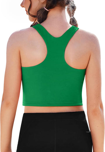 Girls Tank Tops Double Lined Racerback Crop Tops Athletic Shirts