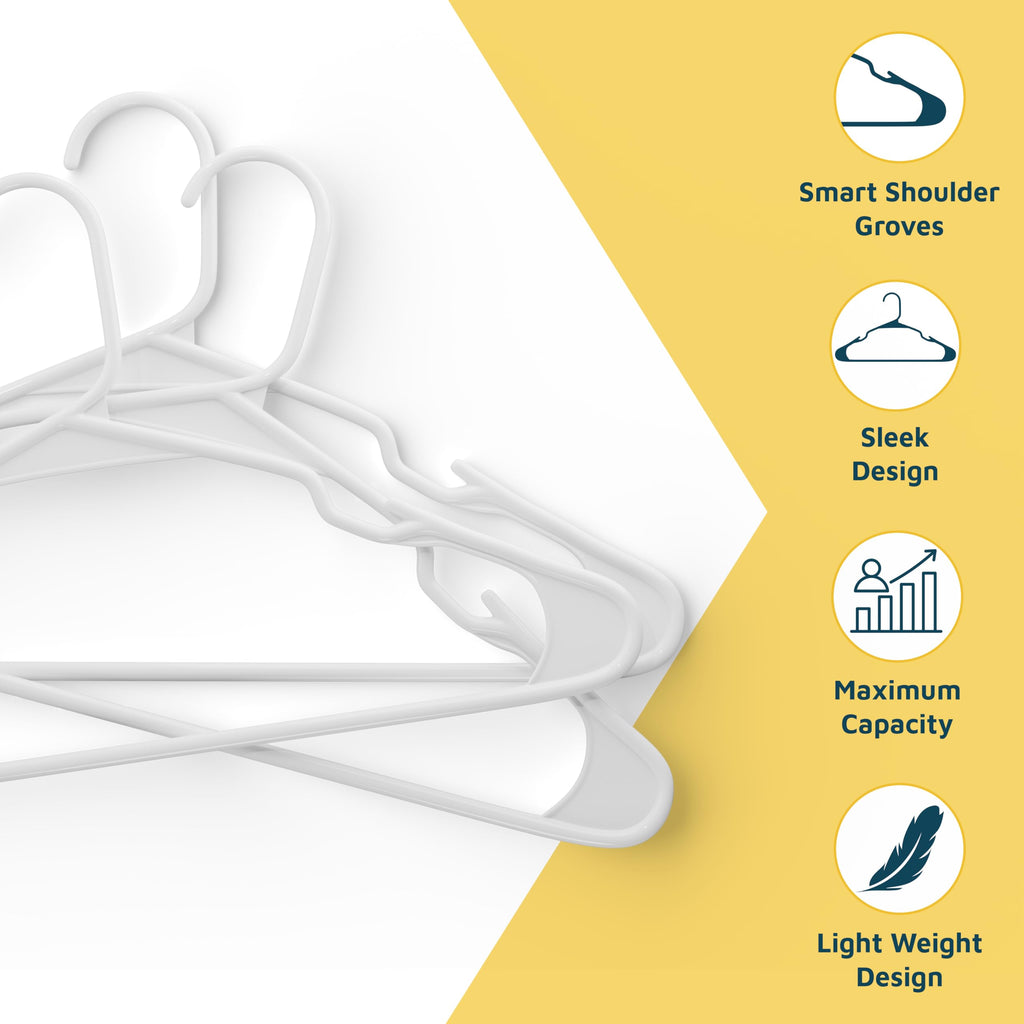 Plastic Clothes Hanger Set - 100 Pieces Versatile, Lightweight, Space-Saving, Non-Slip, Slim Designed, Dry and Wet