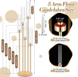 4 Sets Acrylic Candelabra Centerpieces 42.5" Tall Clear Candle Holders Pillar Taper Candlestick with Lampshades 5 Arm