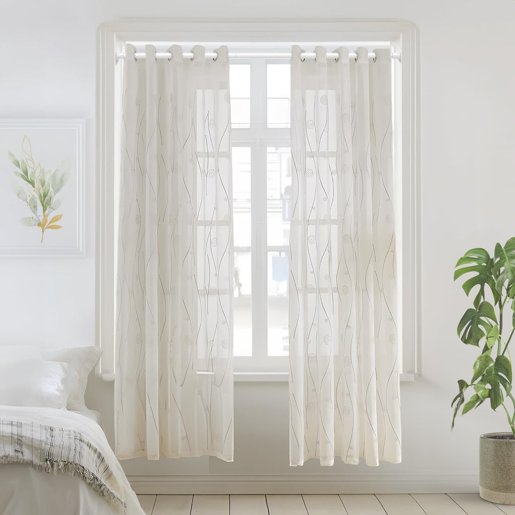 Spring Tension Curtain Rods (White, 28-48" 4 Pcs)
