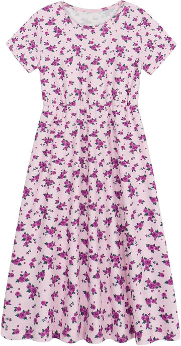 Girls Dresses Casual Maxi Dress Floral Print Dress for Girls