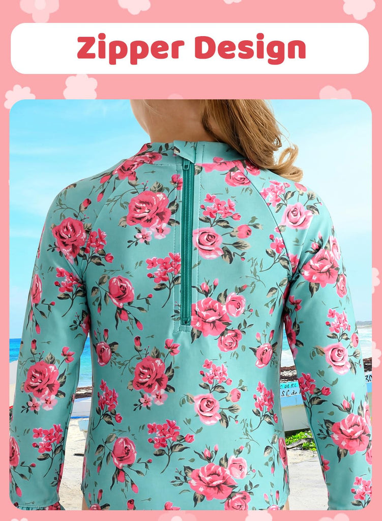 Infant Bathing Suit Girl One Piece with UPF 50+ Sun Protection Infant Light Pink Flower Swimsuit