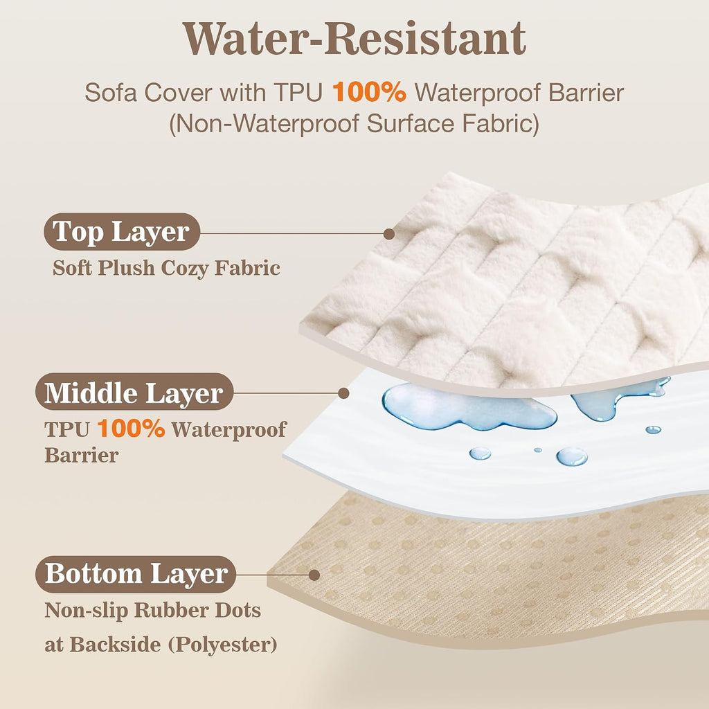 100% Waterproof Couch Cover for Dogs, Plush Pet Couch Covers for Sofa Washable, Couch Covers for 2 Cushion Sofa Pet
