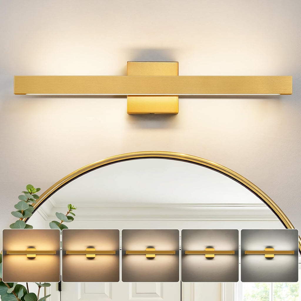 24 Inch Modern Vanity Light Gold Bathroom Light Fixture Over Mirror with Up & Down Lighting 20W Vanity Lighting