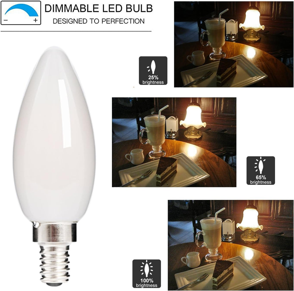 E12 LED Candelabra Chandelier Light Bulb Dimmable, 2700K 4.5W 6 Pack