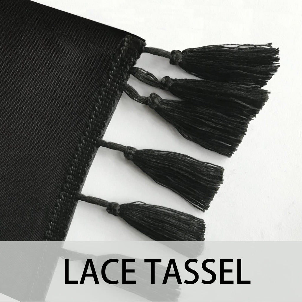 Black Striped Tassel 72" x 72" Boho Farmhouse