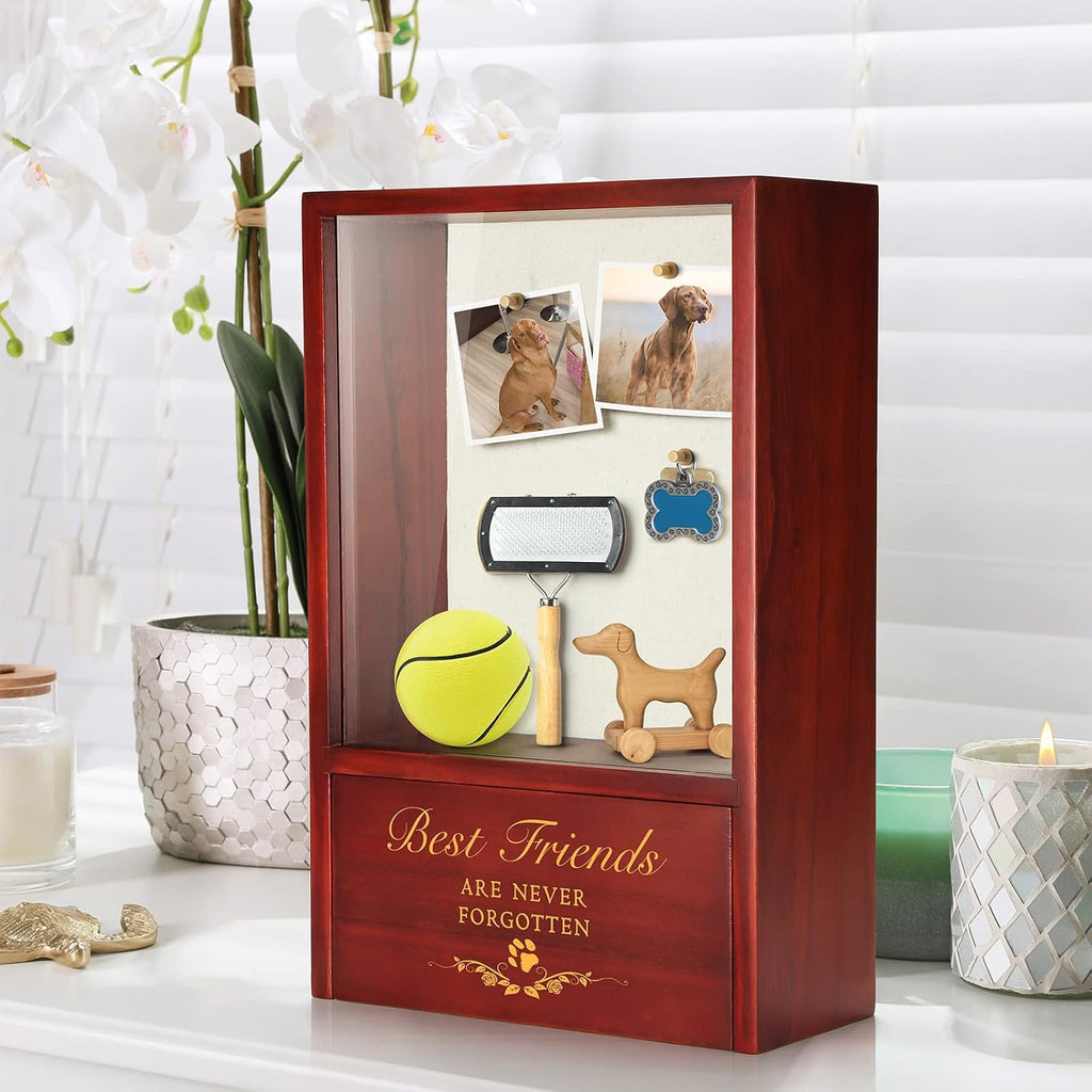 Dog Memorial Gifts - Dog Urns for Ashes Display Case, Pet Sympathy Gifts Shadow Box - Best Friends are Never Forgotten