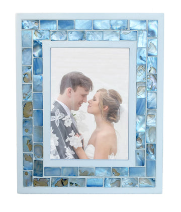 5x7 Mother of Pearl Picture Frame Beach, Blue Grey, 1pc