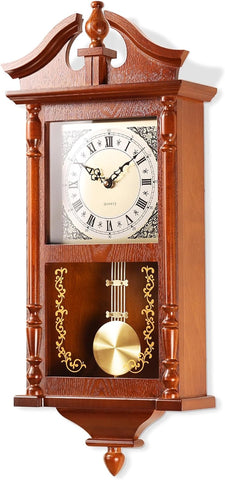 25IN Grandfather Vintage Wall Clock with Pendulum and Chime, Hour/Quarter-Hour Chime, Rubberwood Frame, Large Vintage Wall Clock for Living Room,Home Decor Gift A134-B0CM8KPX2Q