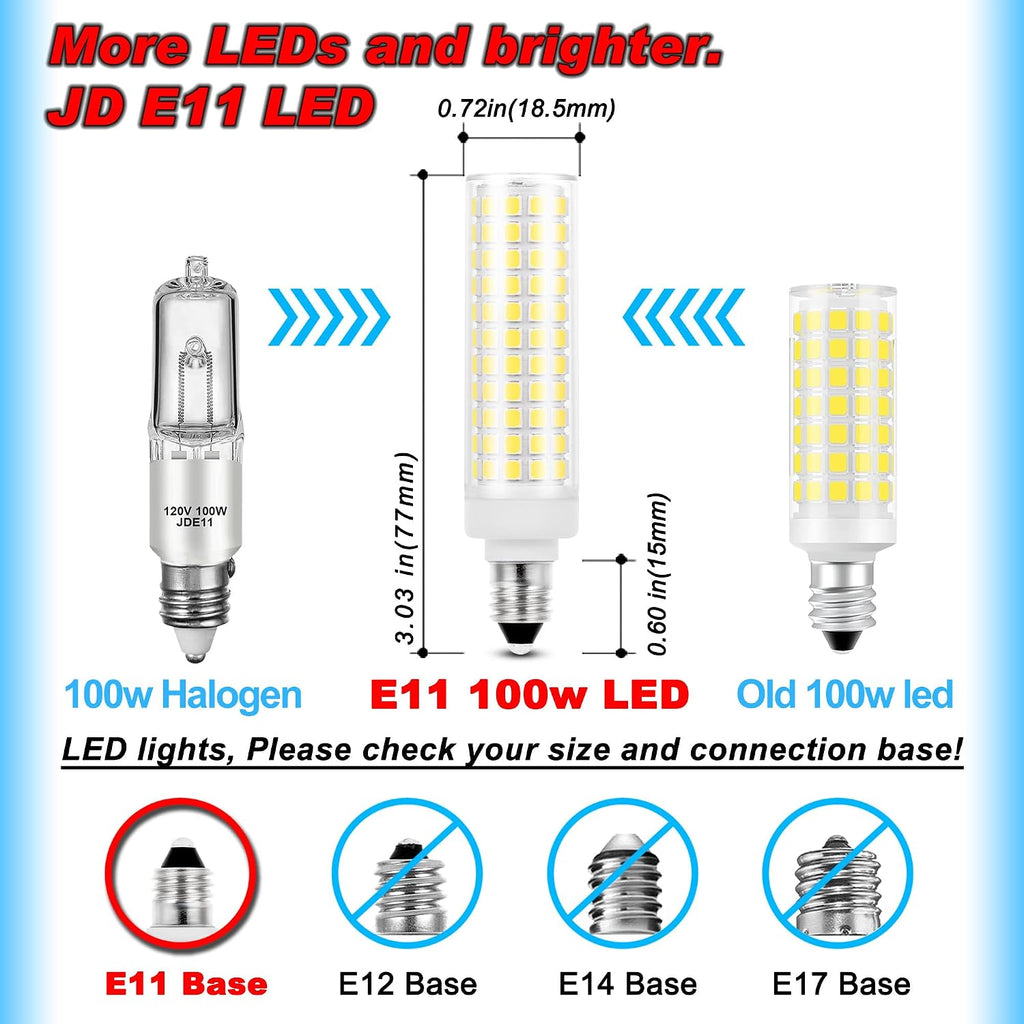 E11 Led Bulb,JDE11 120V 100W Candelabra Bulbs Equiva Dimmable