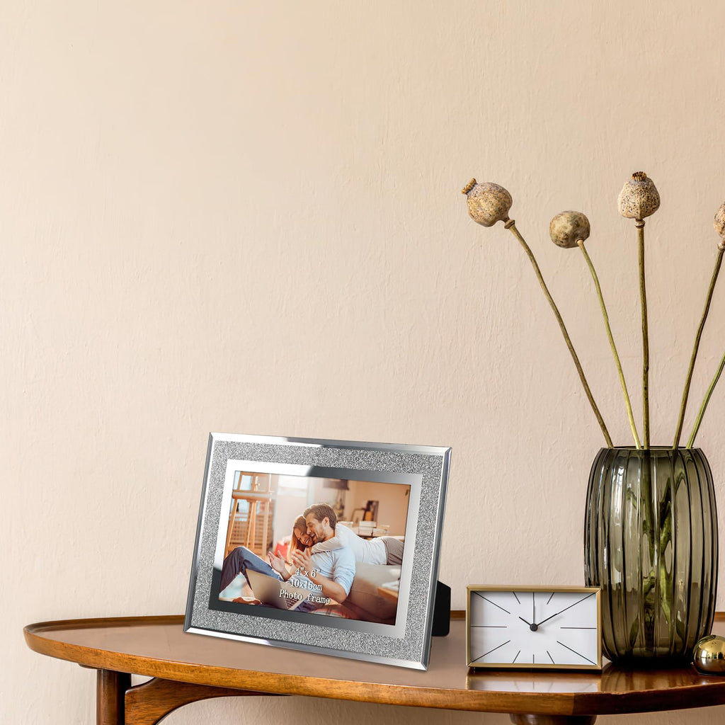 12 Pack 4x6 Picture Frame, Sparkle Glass Photo Frames 4 by 6 for Tabletop, Horizontally or Vertically