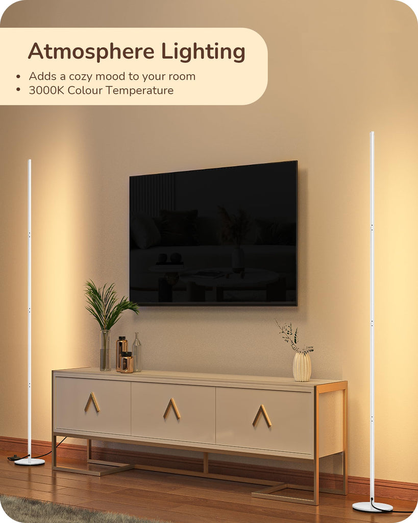59.84" LED Corner Floor Lamp, 3000K & Stepless Dimmable, White