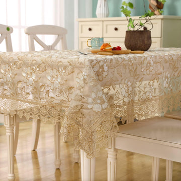 Lace Embroidered Rectangle Tablecloth - Boho Table Cloth Rustic Fabric Retro Lace Tablecloth Picnic 