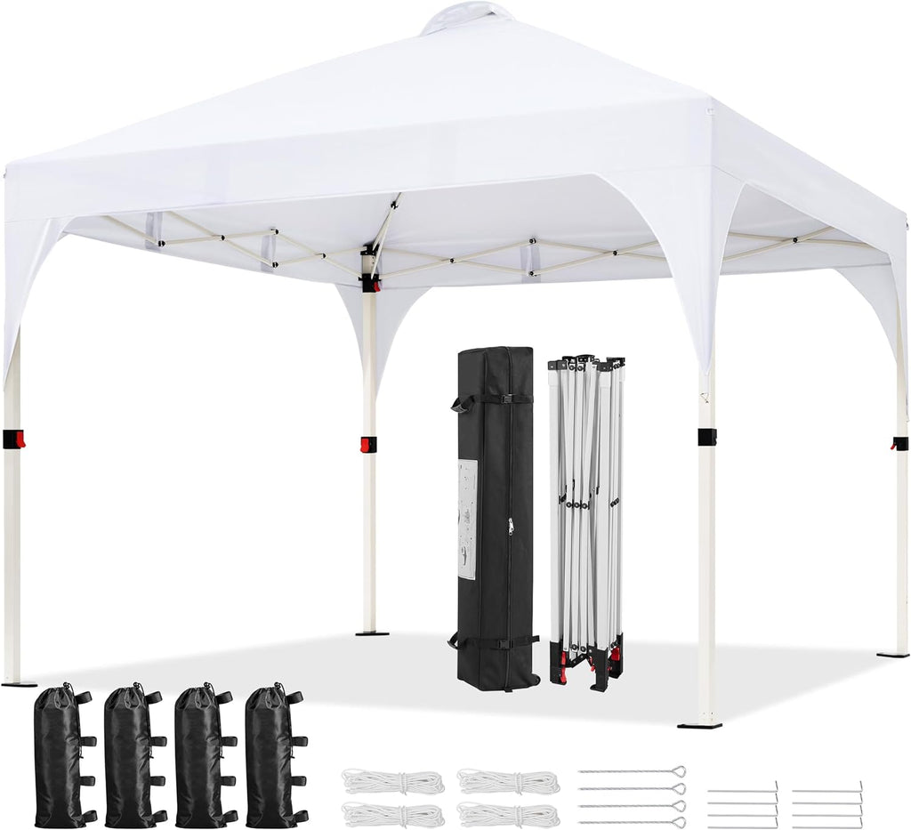 10x10 Pop Up Canopy Tent, Easy Set-Up Commercial Gazebo - White