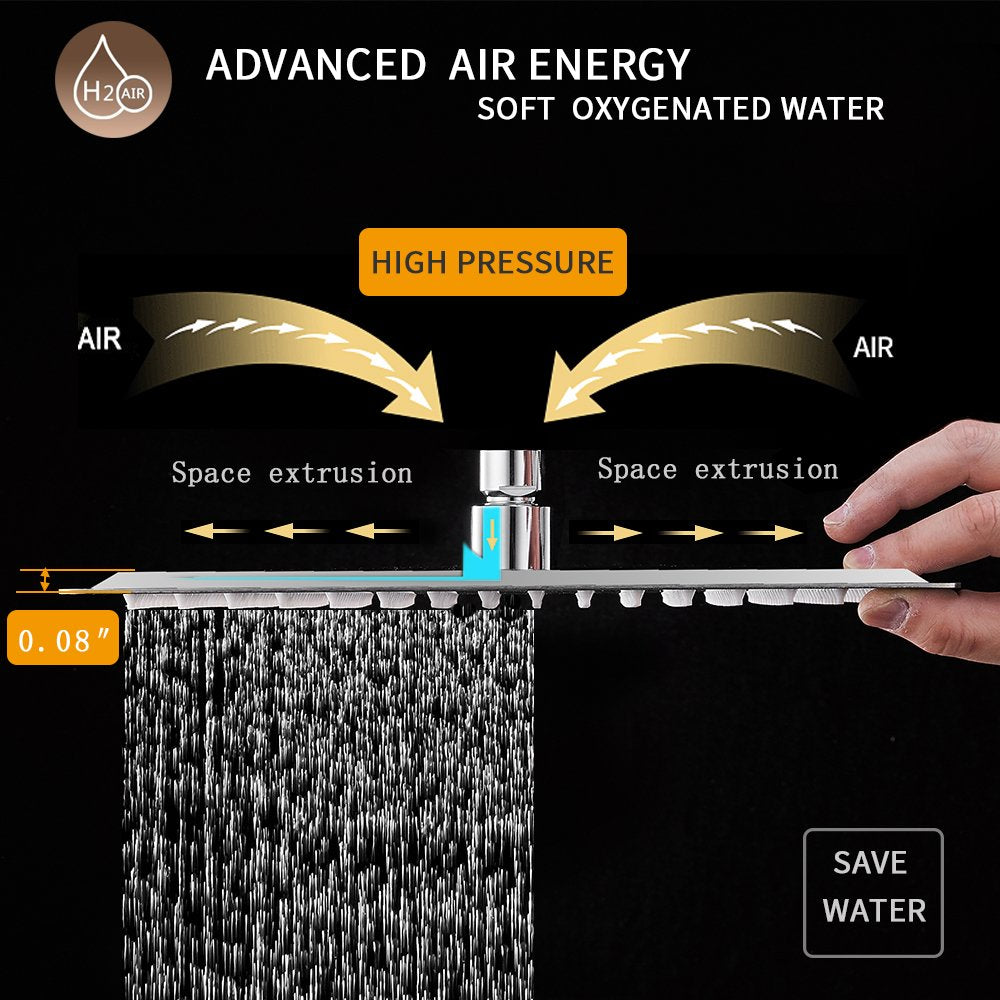 12" Rain Shower Head High Pressure Rainfall Shower Head Brushed Nickel