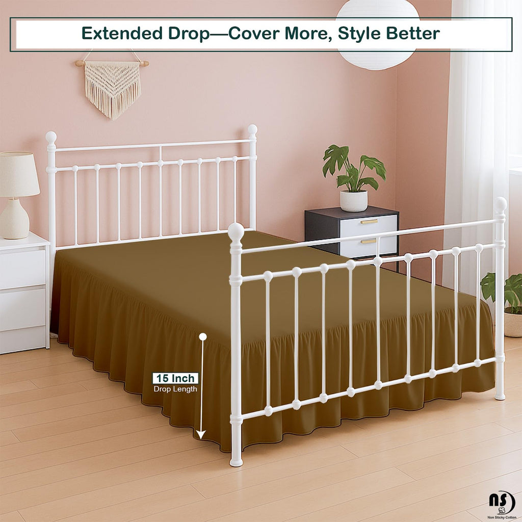 Premium Microfiber King Ruffled Bed Skirt, 15" Drop with Split Corners, Soft Wrinkle Free Bedskirt with Platform