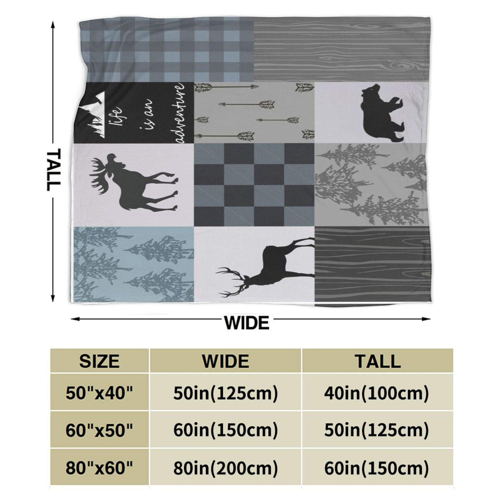 Rustic Throw Blanket Lodge Bear Blanket Moose Throws Deer Throws Soft Camping Gifts for Men Women Plush Sofa Travel