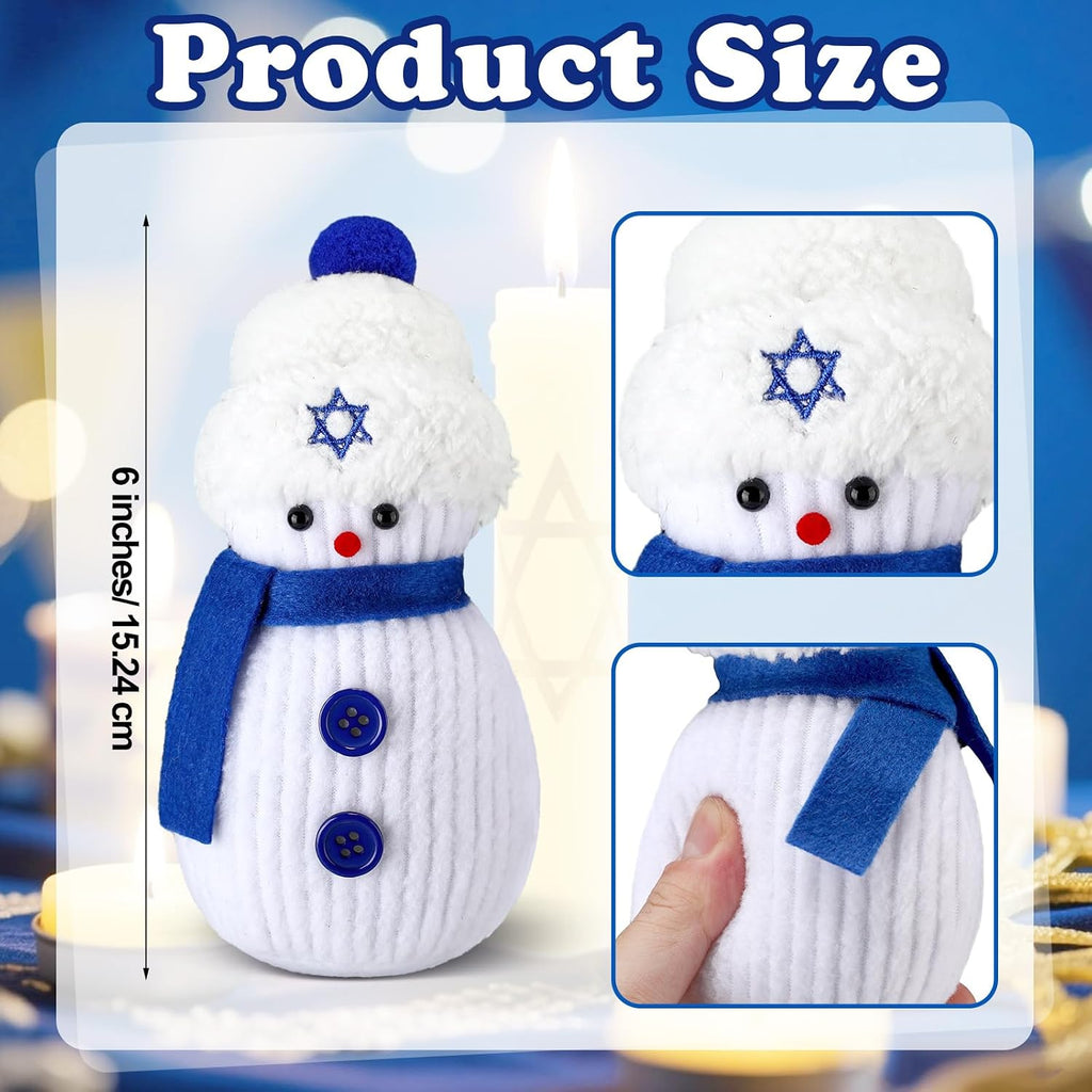 Hanukkah Decorations Indoor Hanukkah Sock Snowman Plush Figurines with Star of David 6'' H Stuffed Handmade - Set of 2