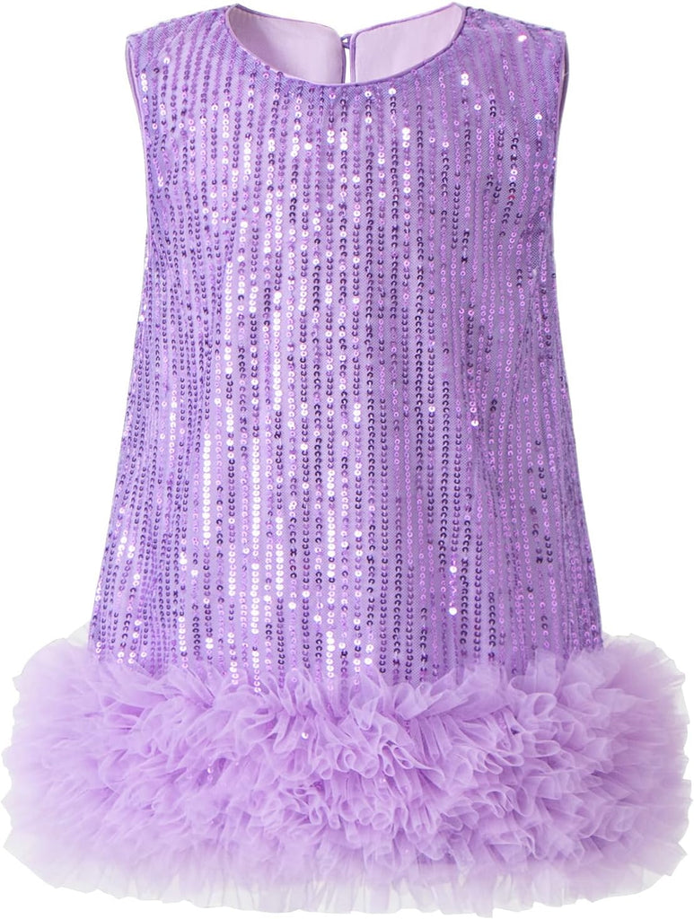 Toddler Girls Sequin Sleeveless A Line Party Sparkly Gown Mesh Dress