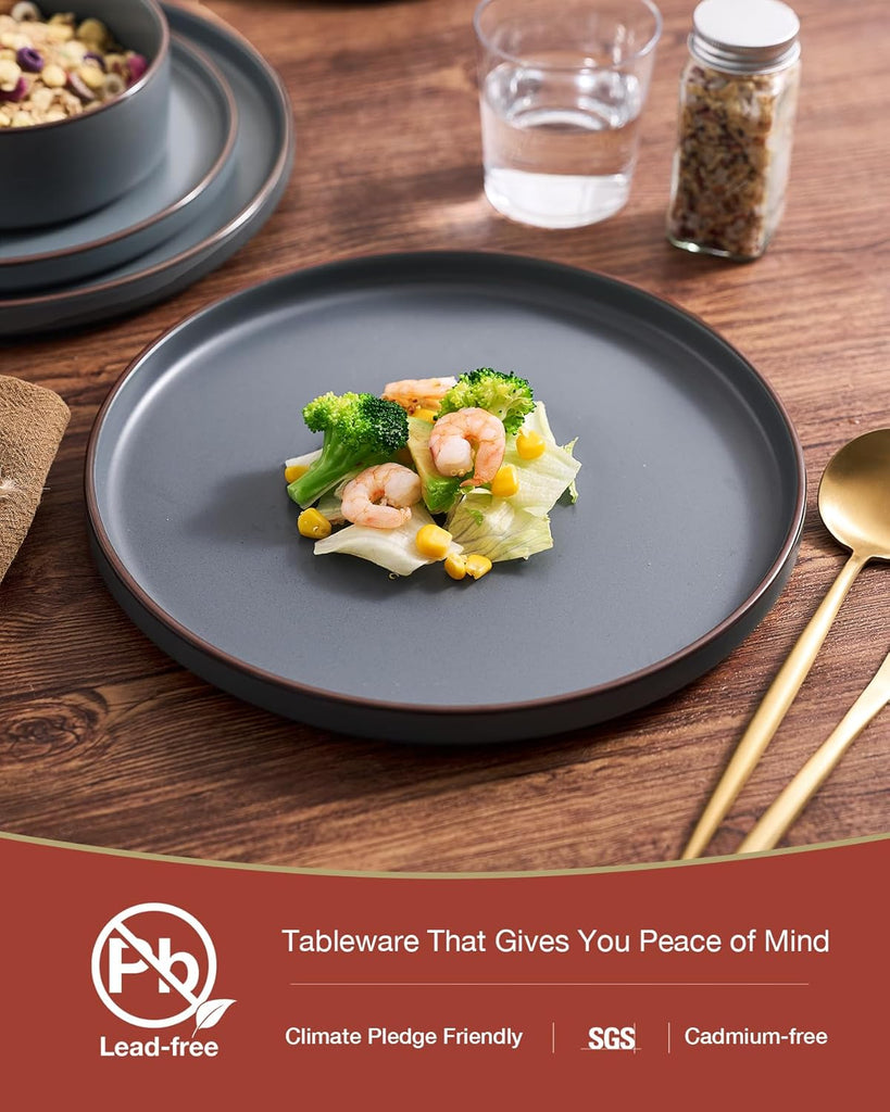 Nebula Ridge Stoneware Dinnerware Sets, Plates and Bowls Sets for 4, 12 Pieces Dishes Set
