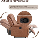 CANMOV Faux Leather Manual Reclining Sofa,3 Seat Recliner Couch Sofa with Overstuffed Arms and Back,Manual Recliner