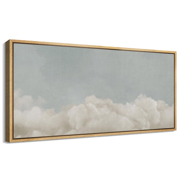 Extra Large Framed Canvas Print Wall Art Cloudscape Soft Sky and White Cloud Illustrations Modern Art Calm Warm