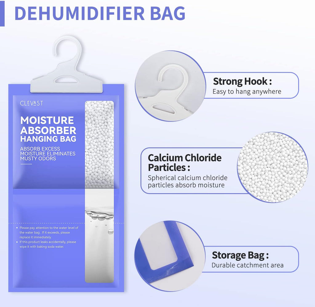 Moisture Absorbers Packets 10 Pack, Dehumidifier Bags for Closet, Unscented Hanging Humidity Absorber in Wardrobes