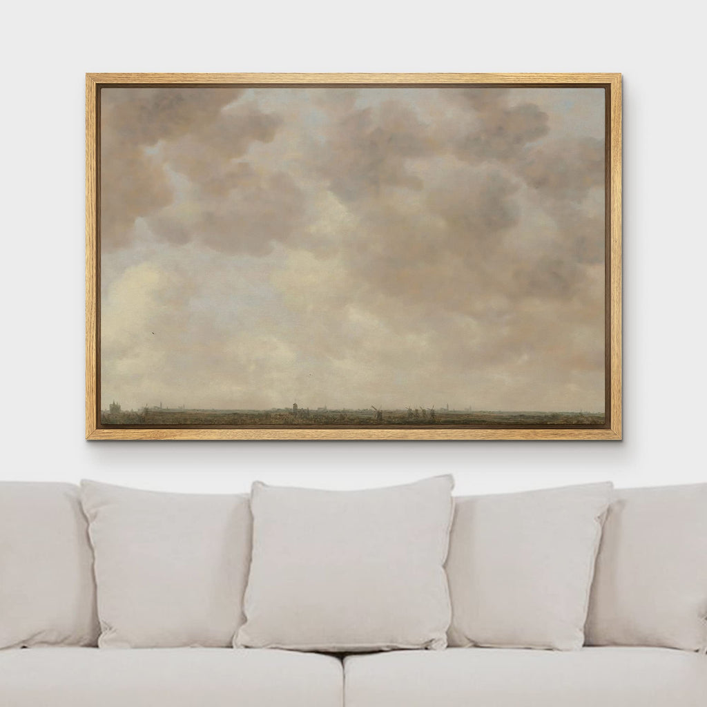 Framed Canvas Print Wall Pastel Gray Cloud Country Skyline Nature Wilderness Illustrations Realism Decorative Scenic
