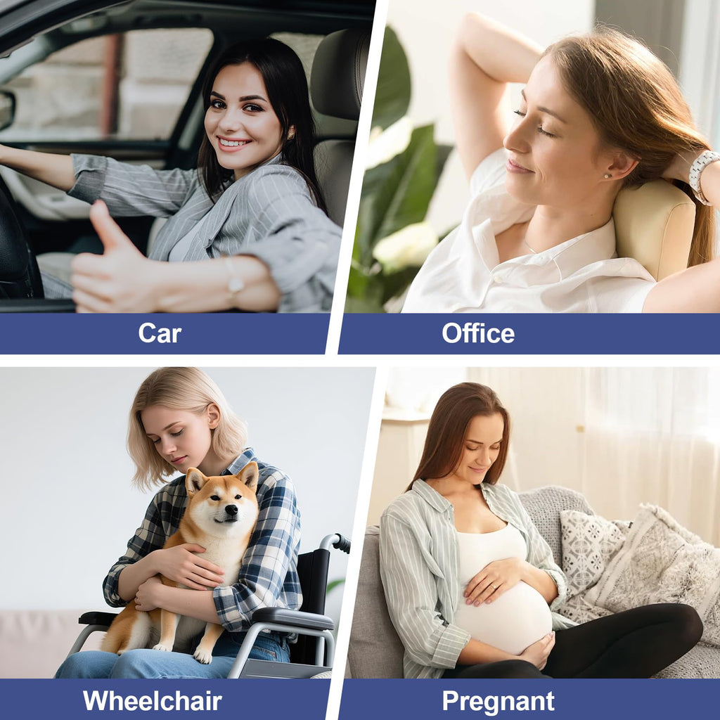 Lumbar Support Pillow for Car, Memory Foam Car Seat Back Support Pillow for Driving, Back Cushion with Strap for Pain