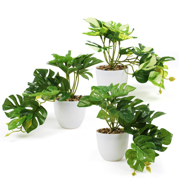 Artificial Plants, 4 Pieces Green Monstera Artificial Plants Decorative Hanging Fake Plant Suitable for Balcony
