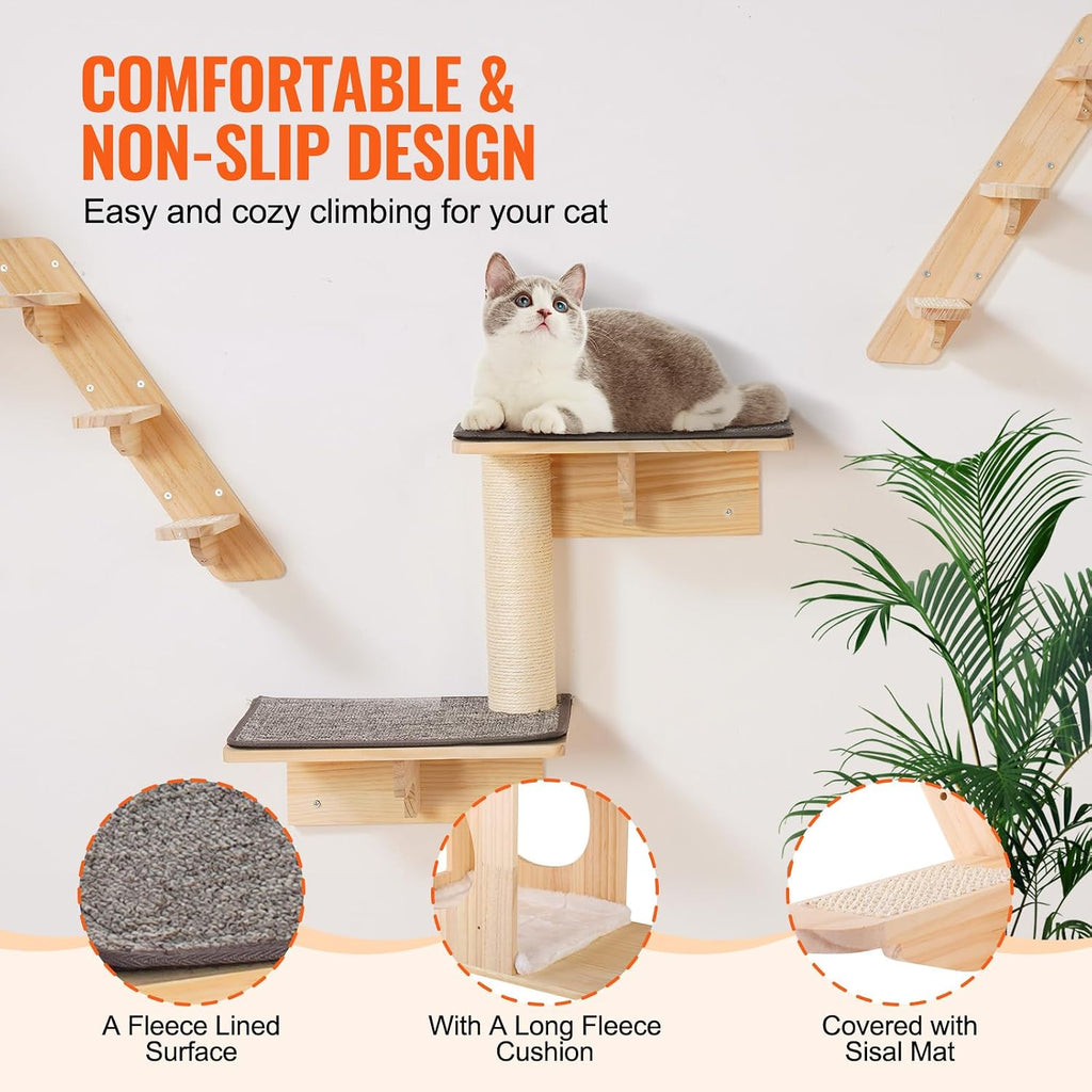 Wall Mounted Cat Shelves and Perches with Jumping Boards, Cat Beds, Hammocks & Tree, Up to 40 lbs for Sleeping