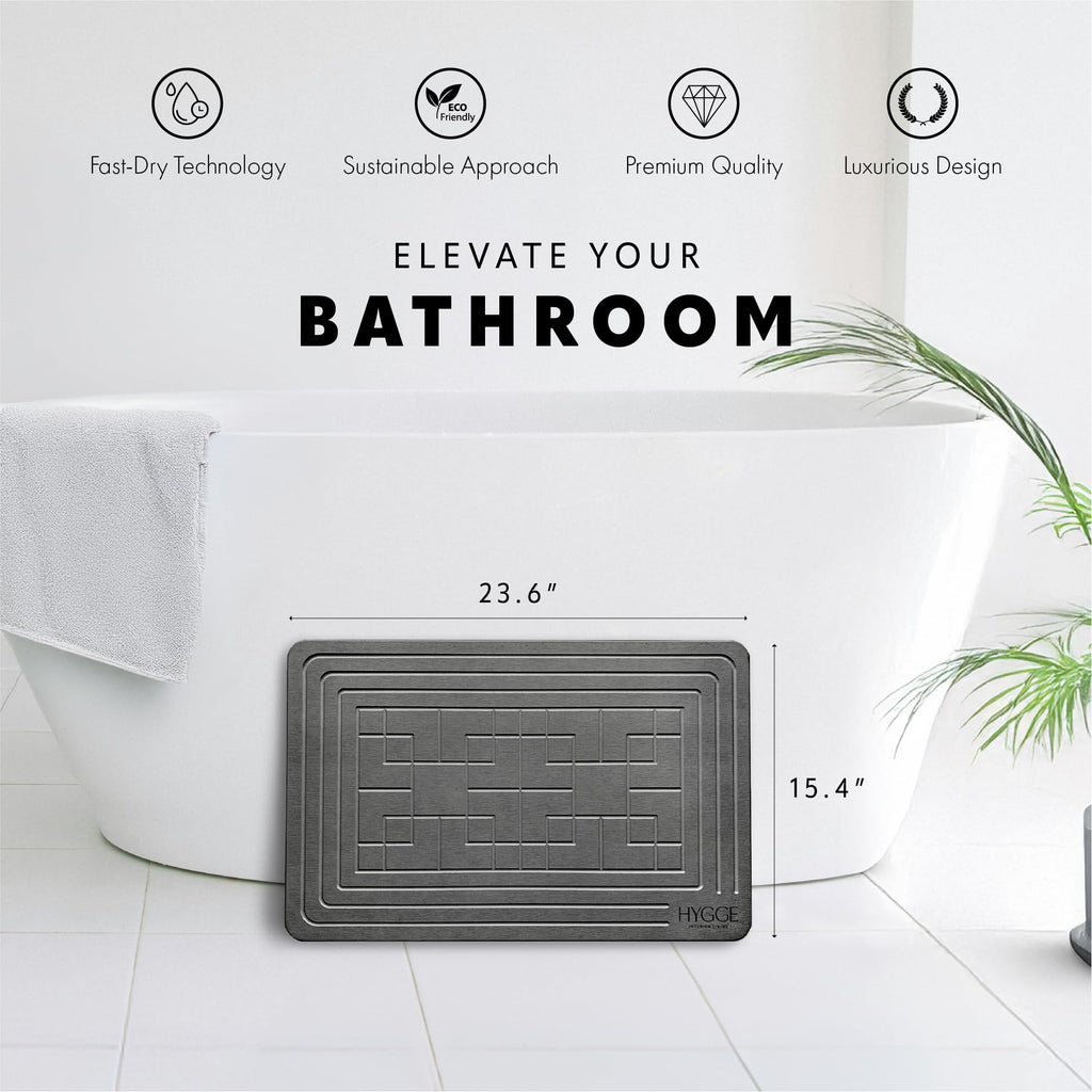 Diatomaceous Earth Stone Bath Mat - Ash Tile