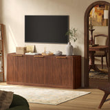 67" Fluted Walnut Buffet Cabinet Sideboard with Storage, Large Credenza with 6 Doors