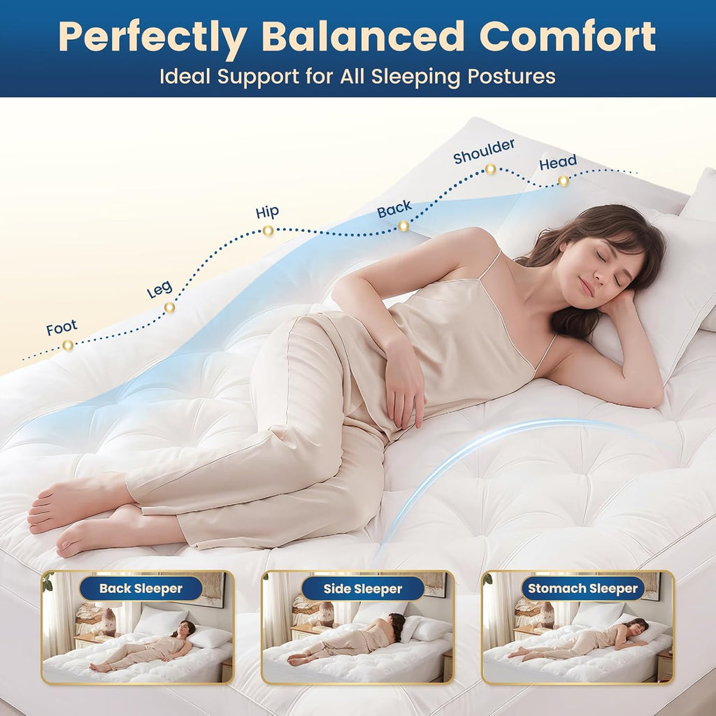 4 Inch Memory Foam Mattress Topper Queen for Back Pain Relief