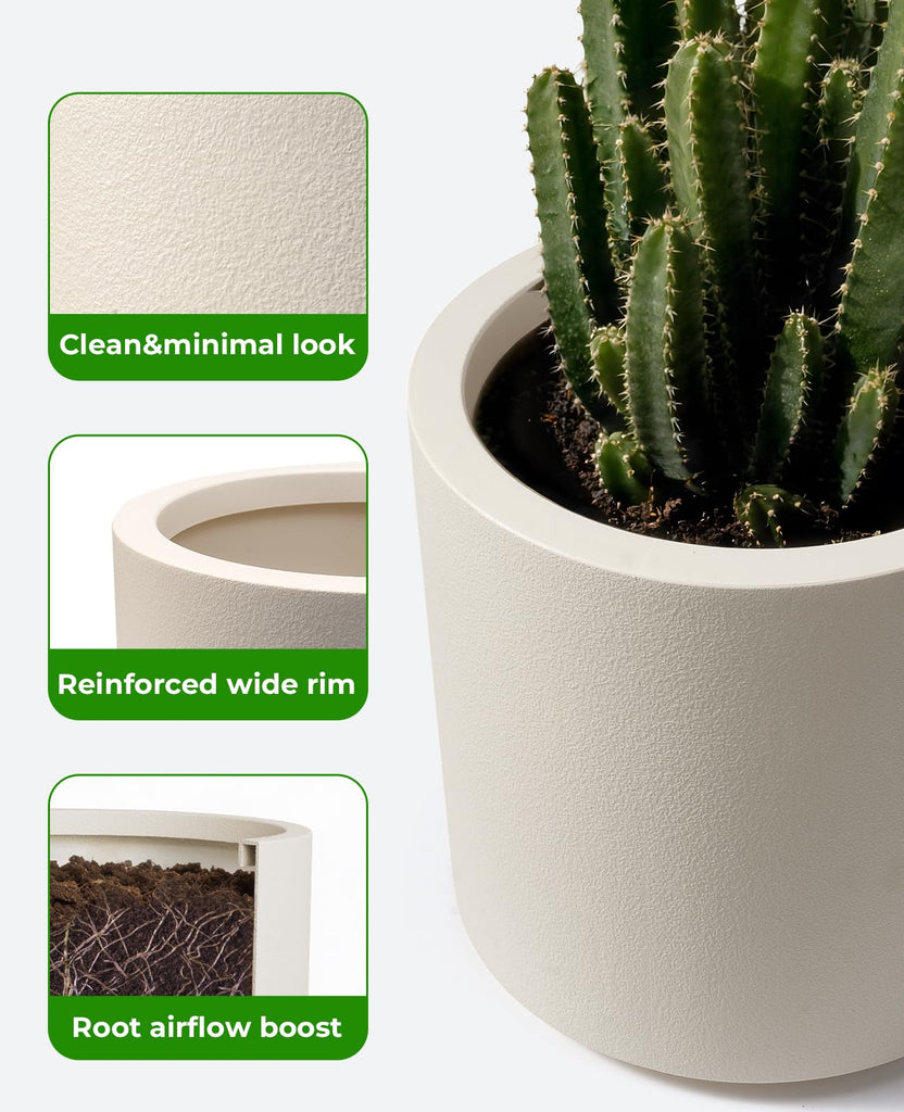 13.2 Inch Large Plastic Plant Pot with Drainage Plug for Indoor