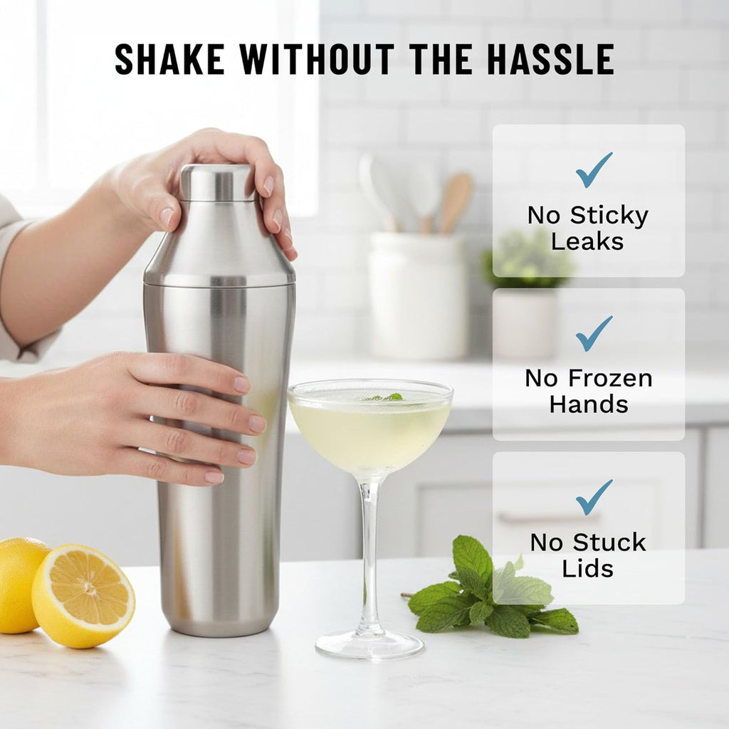 Hybrid Cocktail Shaker - Premium Vacuum Insulated Stainless Steel Cocktail Shaker - Innovative Measuring System