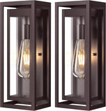 15" Large Oil Rubbed Bronze Outdoor Light Fixture, 2 Pack ORB Outdoor Sconces, Modern Waterproof Wall Lights with Clear Glass Shade for Front Door, Porch, Garage A123-B0D9VTZLVJ