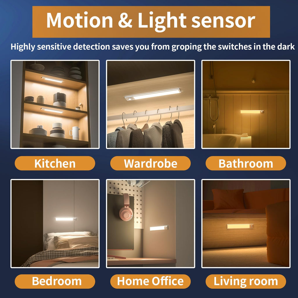 9.5" 76-LED Motion Sensor Under Cabinet Lights, Wireless