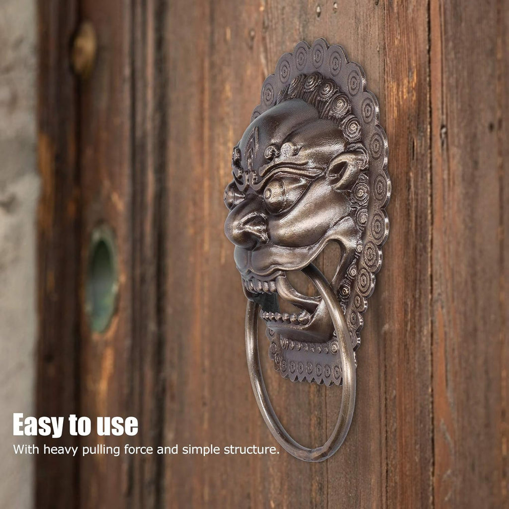 Lion Head Door Knocker, Chinese Door Knocker Antique Animal Head Door Pull, Antique Brass Lion Door Handle