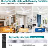 White Ceiling Fans with Lights - 44" Modern Ceiling Fans with 5 Blades and 3CCT Dimmable, Low Profile Ceiling Light Fixture, Indoor/Outdoor Ceiling Fan Light for Bedroom, Covered Patios A101-B0D8W5DCT2