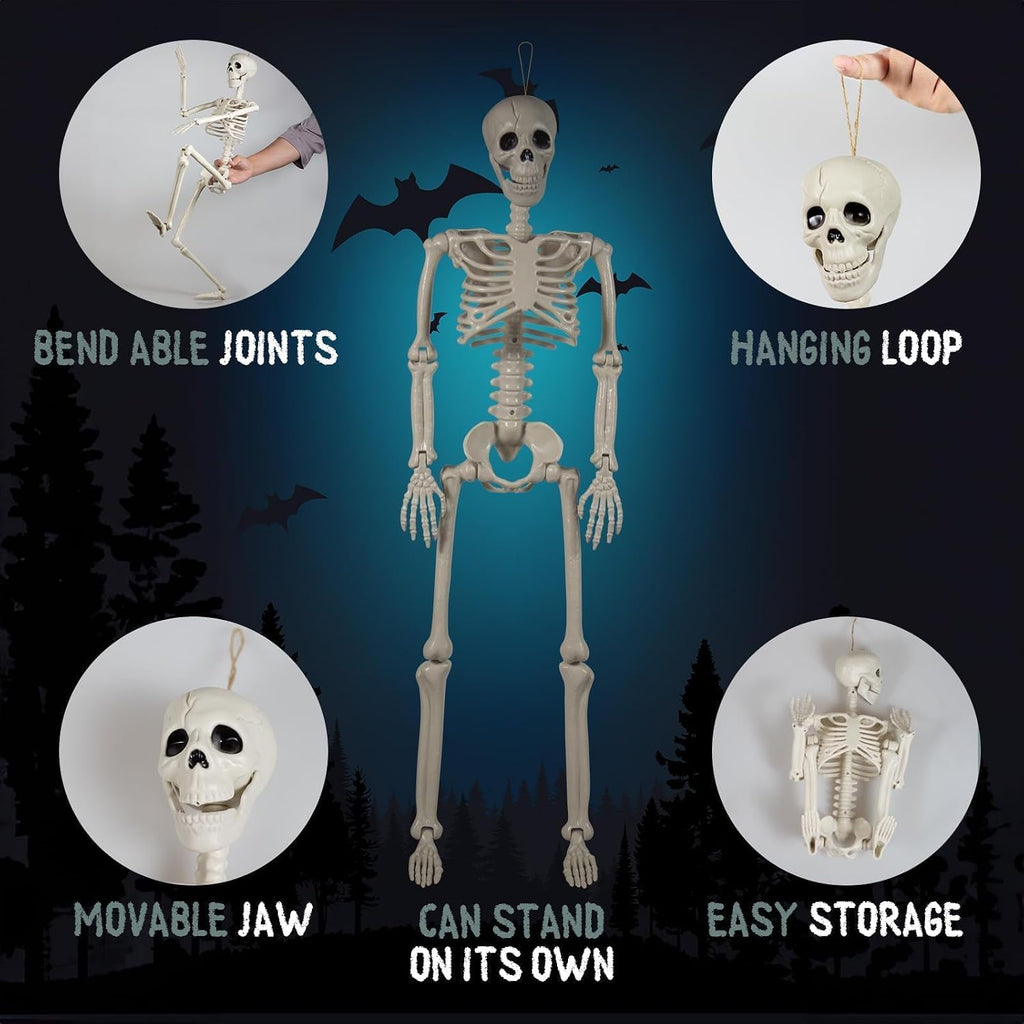 2-Pack 36-Inch Easy to Pose Skeleton Halloween Decoration - Set of 2